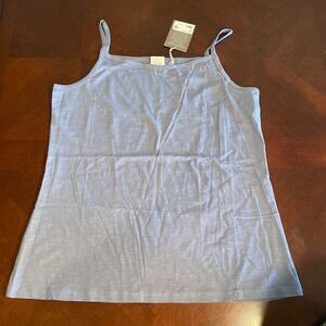Womens Coyuchi Verbena Organic Cotton Cami Tank Top Light Blue Size L